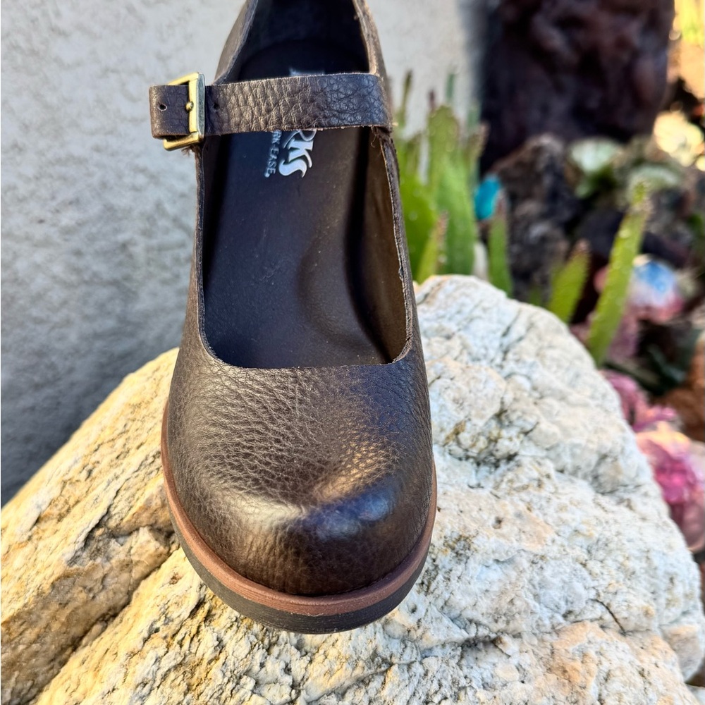 Kork-Ease Mary Jane Leather Block Heels | Dark Brown Comfort Platform Shoes - Picture 4 of 16